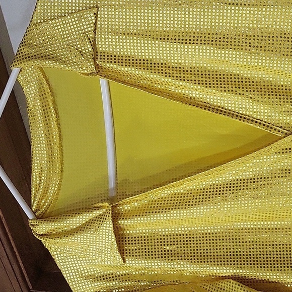 Women Yellow Deep V Neck Jumpsuit P Long Sleeve Bodysuit XL - Picture 2 of 6